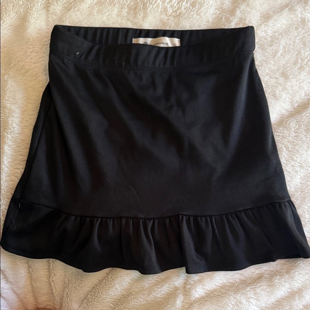 The Impeccable Pig Black Ruffle Hem Mini Skirt